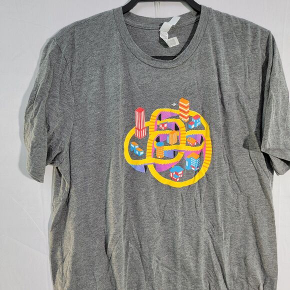 Bella + Canvas Gray T-Shirt Yellow/Orange Graphic Crew Neck Short Sleeves Sz M - Picture 5 of 7